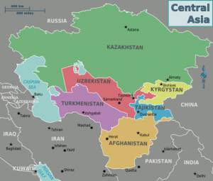 Karta över Centralasien